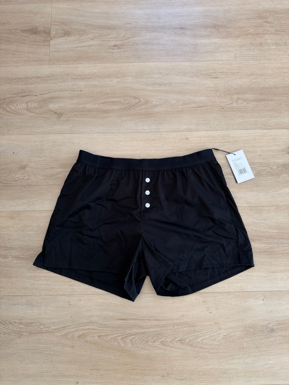 knix Black Sleep Shorts with Button Front